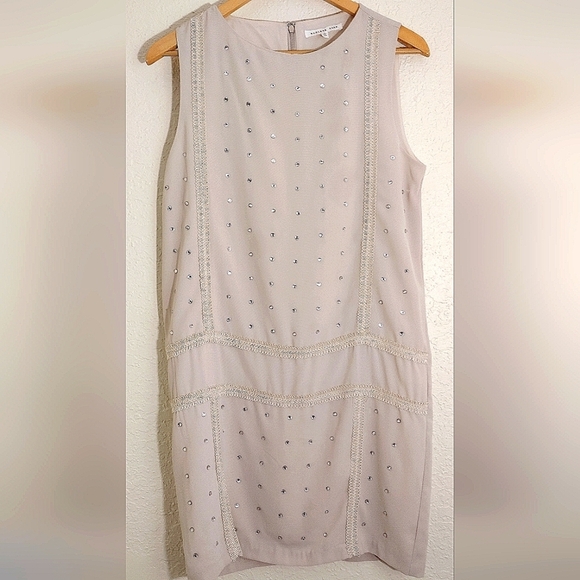 Endless Rose Beige Rhinestone And Trim Dress - Picture 2 of 8